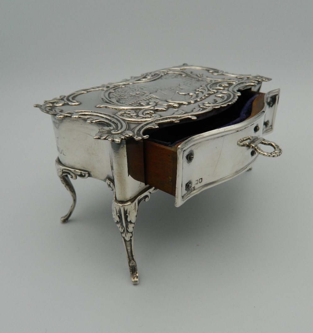 A hallmarked silver jewellery box in the form of a table, - Image 7 of 7