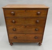 A Victorian mahogany chest of drawers. 95 cm wide.