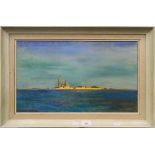 CHARLES SYKES, Venice from the Lagoon, oil on board, framed. 50 cm wide.