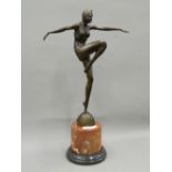 A Deco style bronze model of a dancer girl. 56 cm high.