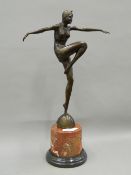 A Deco style bronze model of a dancer girl. 56 cm high.