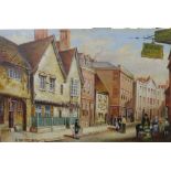 GW TAYLOR, Leicester Street Scenes, oils on board, a pair.