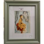 PIERRE LAURENT BRENOT, Devil, limited edition lithograph, 1955, framed and glazed. 11.5 cm wide.