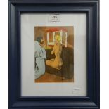PIERRE LAURENT BRENOT, Priest, limited edition lithograph, 1955, framed and glazed. 11.5 cm wide.