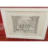 Four framed HOGARTH etchings. Each 41 cm wide overall.