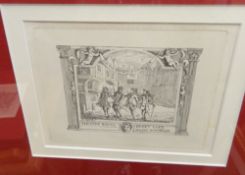 Four framed HOGARTH etchings. Each 41 cm wide overall.