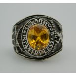 A silver US Army ring. Ring size X.