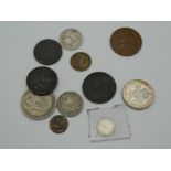 A quantity of various Georgian and Victorian coins, some silver, etc.