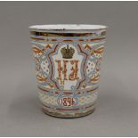 A 19th century enamelled Russian beaker made to celebrate the Coronation of Nicholas II of Russia