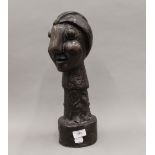 After PABLO PICASSO, stylised bronze bust. 41 cm high.