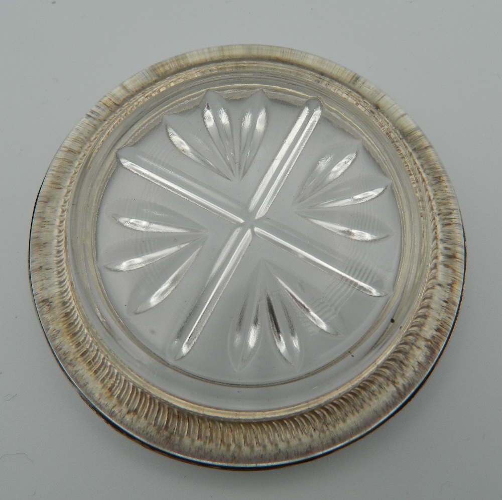 Seven glass and sterling silver rimmed coasters, stamped sterling. Each 9.5 cm diameter. - Image 4 of 4