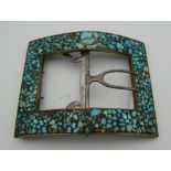 A turquoise set buckle. 7.5 cm wide.
