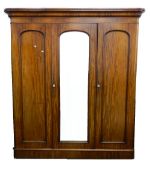 A Victorian mahogany triple wardrobe. 190 cm wide.