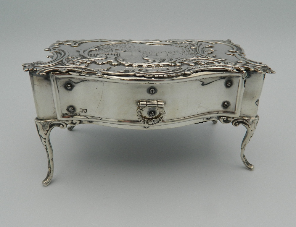 A hallmarked silver jewellery box in the form of a table, - Image 2 of 7