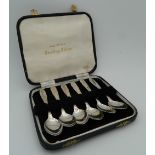 A cased set of silver teaspoons.