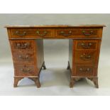 An early 20th century mahogany pedestal desk. 105 cm wide.
