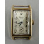 An Art Deco 9 ct gold Everite watch. 2.5 cm wide (10.