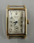 An Art Deco 9 ct gold Everite watch. 2.5 cm wide (10.