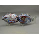 Two Murano glass fish. Each 22 cm long.