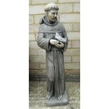 A garden statue formed as a monk. 74 cm high.