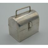 An American style miniature white metal lunch/toolbox. 3.5 cm wide.
