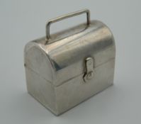 An American style miniature white metal lunch/toolbox. 3.5 cm wide.