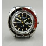 A vintage Caravelle jewel date Set-O-Matic automatic 666 ft divers watch. 4 cm wide.