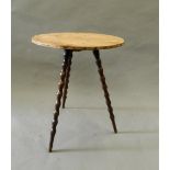 A Victorian oak and pine gypsy table. 55 cm diameter.