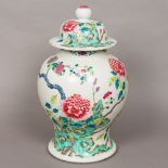 A 19th century Chinese porcelain vase and cover Of waisted bulbous form, with removable domed lid,