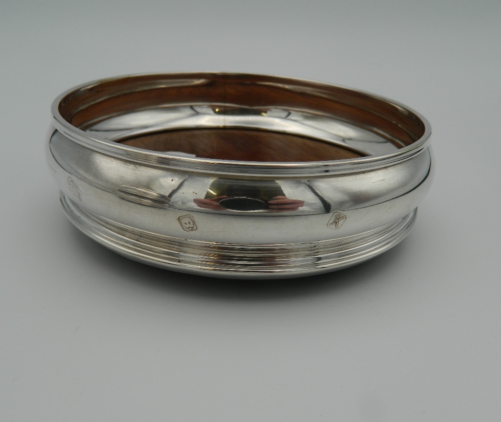 A trio of silver and wood coasters, - Image 4 of 4