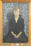 WICKHAM, Portrait of Miss Jean Rees, oil on board, framed. 49 cm wide.