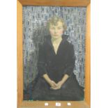 WICKHAM, Portrait of Miss Jean Rees, oil on board, framed. 49 cm wide.