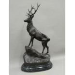 A pair of bronze models of stags. 75 cm high.