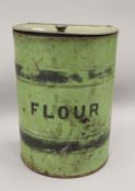 A Victorian toleware flour tin. 33 cm high.