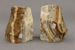 A pair of mineral bookends