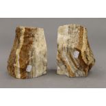 A pair of mineral bookends