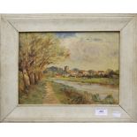 M WATTLING, Fen Ditton, oil on board, framed. 32 cm wide.