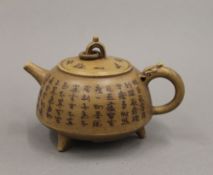 A Chinese Ying Ying pottery tea pot. 16 cm wide.