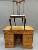 A dressing table and an Edwardian chair. The dressing table 106.5 cm wide.