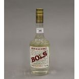 A single bottle of 1980s Bols Maraschino liqueur