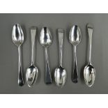 Six Old English pattern tea/coffee spoons by George Gray of London (1785-1795)