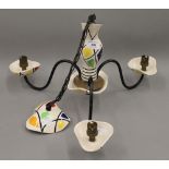 A 1950s French porcelain chandelier. 28 cm high.