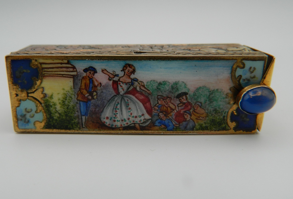 An 800 silver and enamel compact. 5.5 cm long. - Image 2 of 9