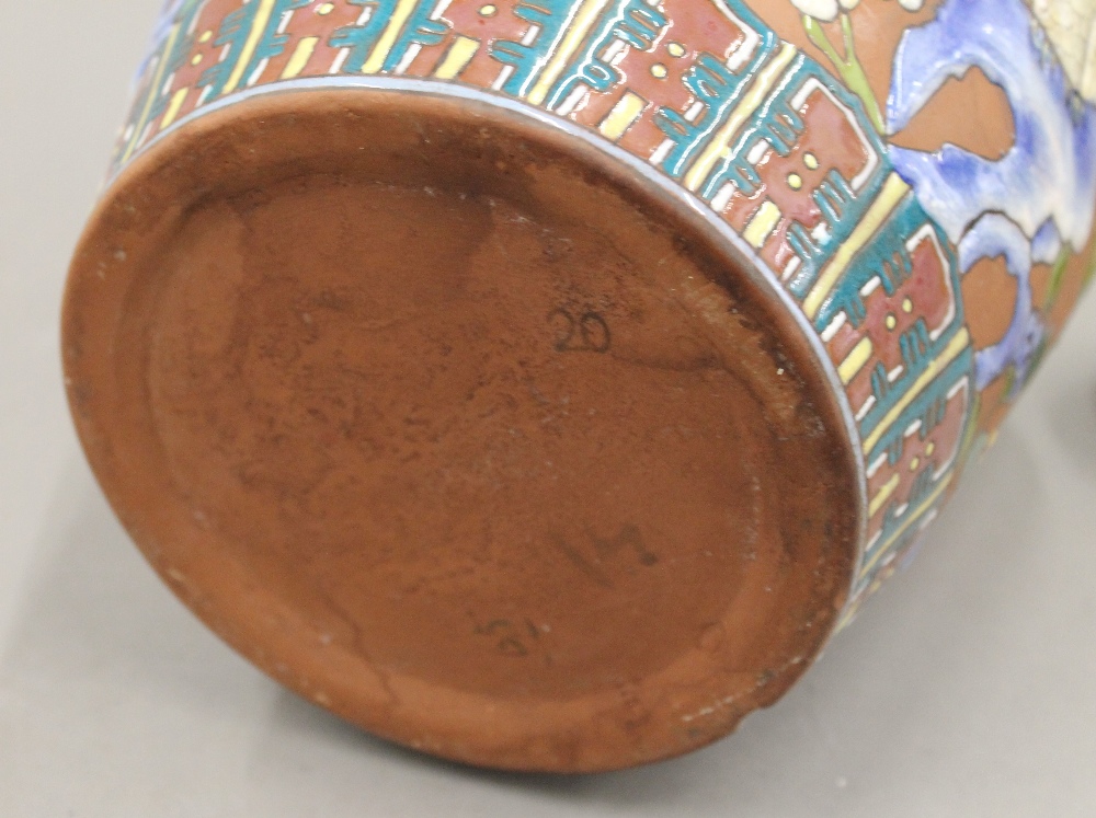 A Chinese Y-Hsing type polychrome decorated ovoid vase and lid, - Image 3 of 3