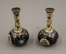 A small pair of cloisonne vases. 11.5 cm high.