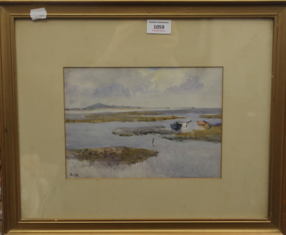 R S ROGERS, Burnham Overy Staithe, watercolour, signed with initials,