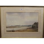 GUY TODD, Low Water, Iken, Suffolk, watercolour, signed, framed and glazed (53 x 22 cm),