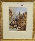 ENGLISH SCHOOL, Continental Town Scenes, watercolours, a pair, framed and glazed. Each 15.5 x 21 cm.