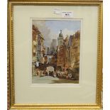 ENGLISH SCHOOL, Continental Town Scenes, watercolours, a pair, framed and glazed. Each 15.5 x 21 cm.