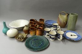 A large quantity of Studio pottery including Usch Spettigue, John Leach Muchelney pottery,